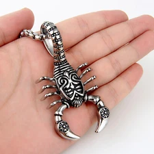 Mens Gothic Animal Scorpion Pendant Necklace Punk Retro Biker Jewelry Chain 24"