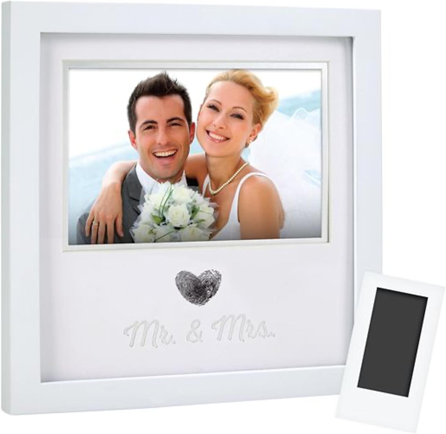 Heart Thumbprint Photo Frame and Ink Kit, Wedding Keepsake Registry or Reception