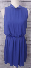 Everly Dress Woman Large Blue Sleeveless Flowy High Neckline Femininity Vibrant