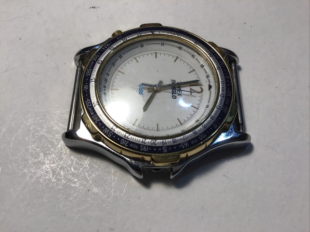 Timex Indiglo Men Watch Body Only Quartz Silver Gold Stainless