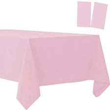 Pack Plastic Tablecloths Disposable Table Covers Plastic Table 2 Light Pink