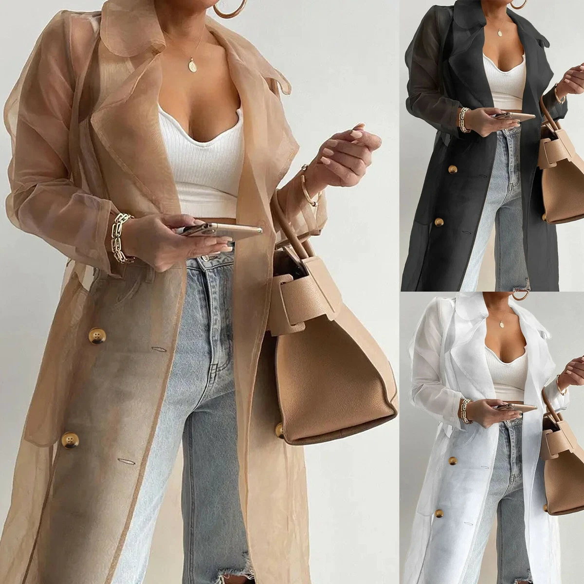 Sheer Duster - Long Brown Coat