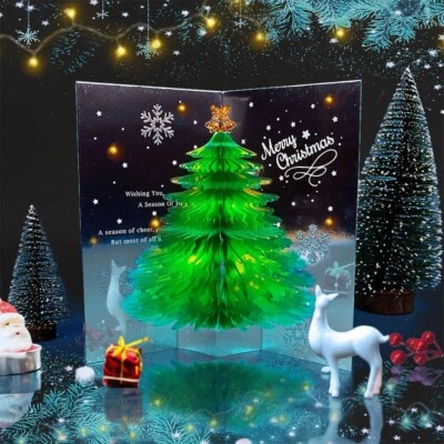3D Tree Pop Up Cards Merry Christmas Cards Holiday Xmas Greeting Blessing Card