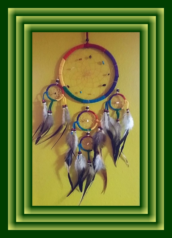 Native American RAINBOW DREAMCATCHER, Dreamcatcher With Chakra Crystals