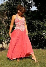 Stunning Vintage Mike Benet Sequin Beaded Pink Silk Gown Size 6 Excellent 