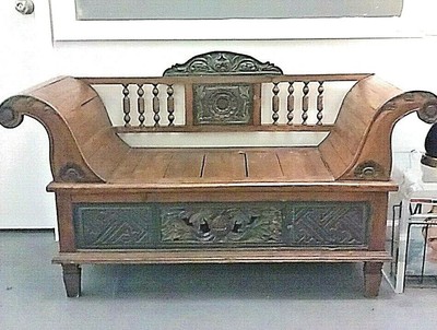 Indonesian Teak Carved Bench Ebay