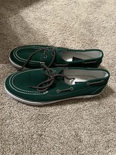 Vintage 90s Polo Ralph Lauren Lander Canvas Deck Boat Shoes Mens 11.5 D Green