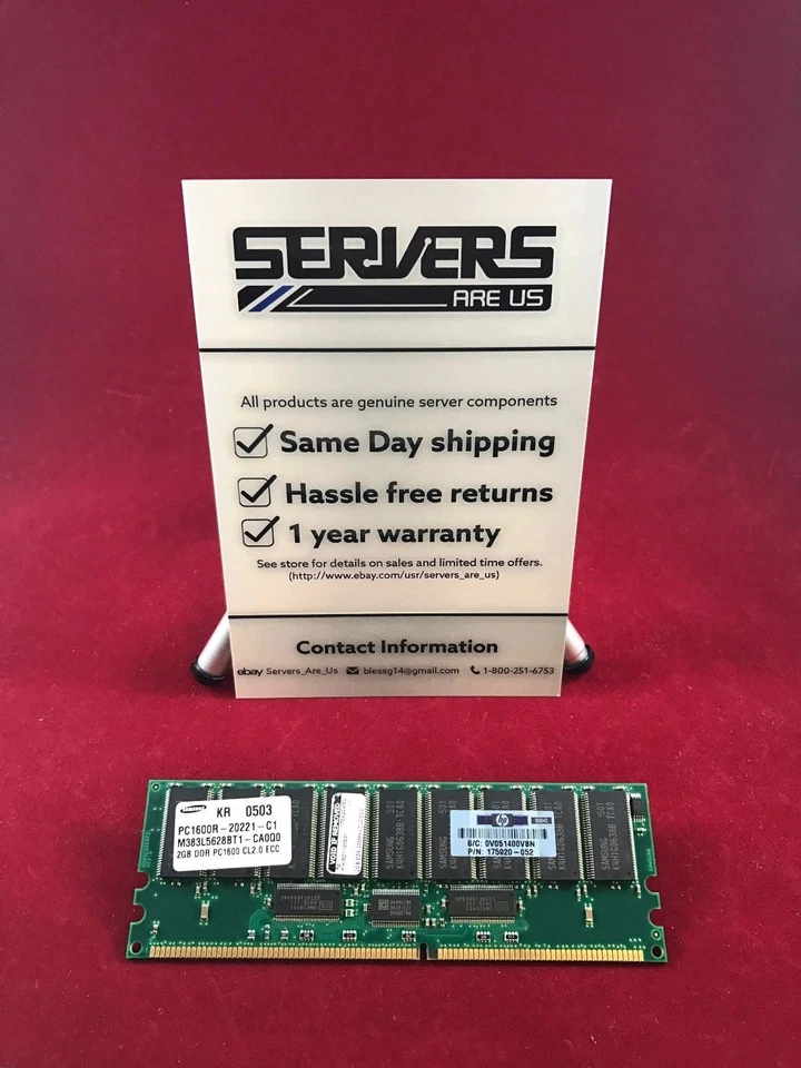 HP 2GB 1x2gb Memory 175920-052 ddr PC1600 ecc sdram - Image 2 of 4