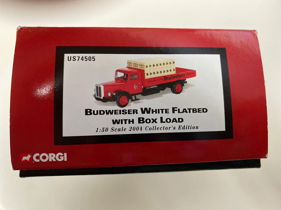 Corgi Budweiser White Flatbed w Box Load NIB US74505 - Image 2 of 2
