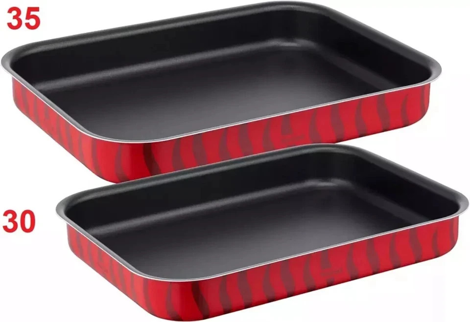 Tefal Tempo Flame Rectangular Oven Tray Set Non-Stick Coated Made in France 30cm 35cm-image