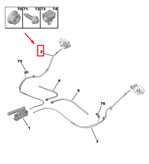 PEUGEOT 208 MK2 P21 Genuine Hand Brake Control Cable 9836251580