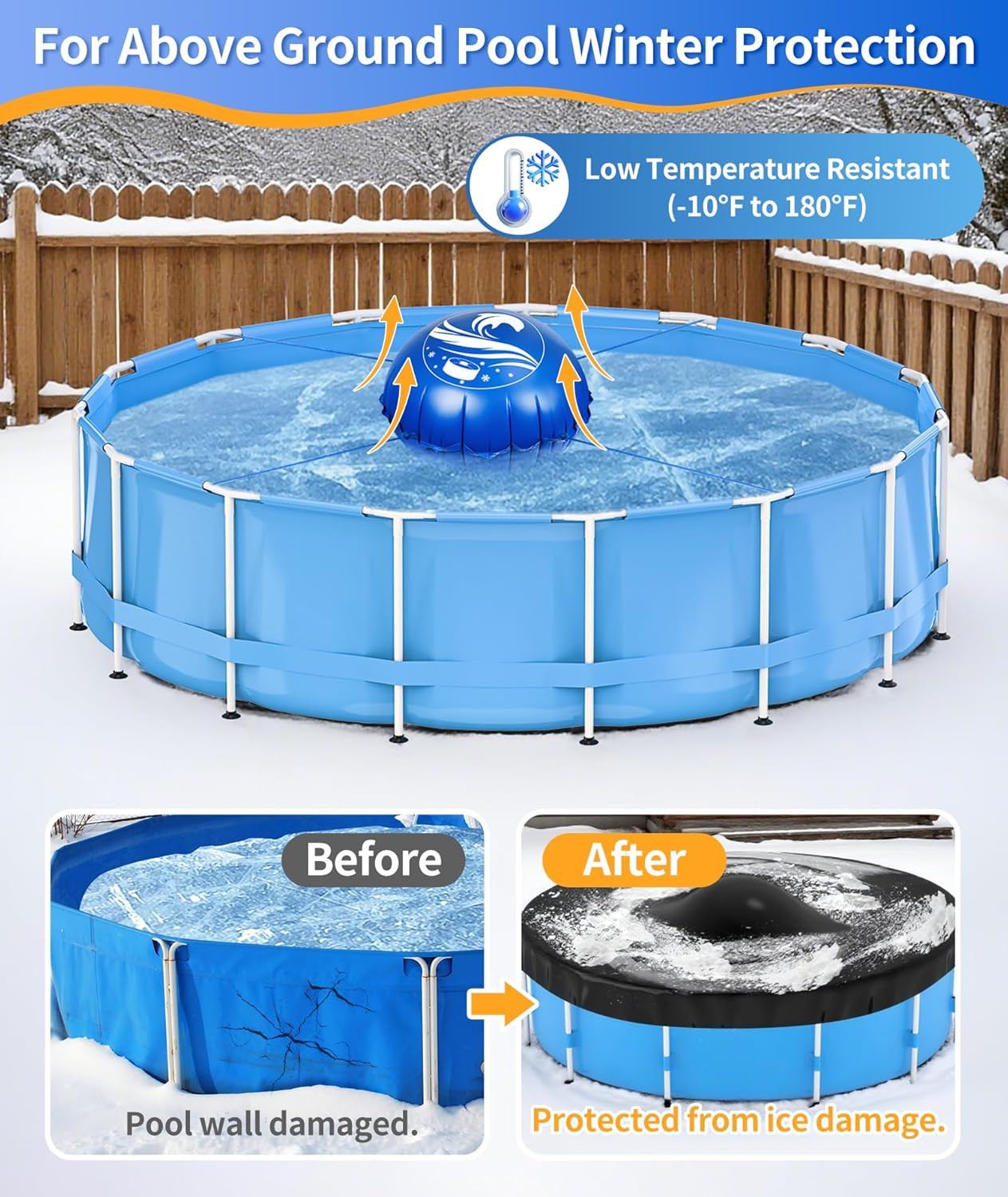 5 Ft Pool Pillows for above Ground Pools,  Heavy Duty Air Pillows Float for Clos