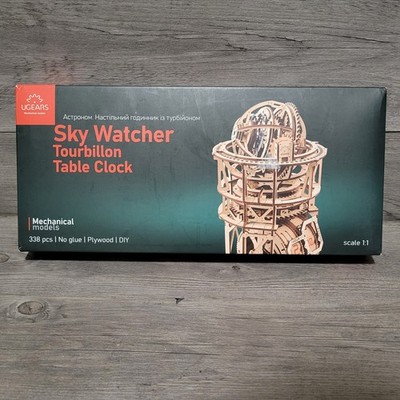 UGEARS Sky Watcher Tourbillon Table Clock, 3D Wooden Puzzle, 338 Pieces