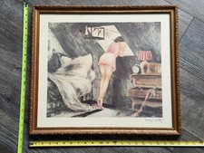 Louis Icart Art Print THE ATTIC ROOM Vintage Lithograph Art Deco Woman Framed