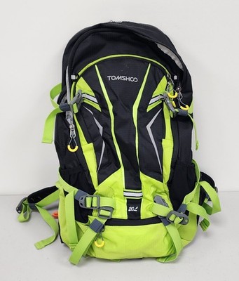 Tomshoo Backpack H2O 20L Green/Black Slim Style w/ Rain Cover & Phone Pouch