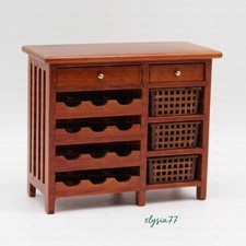 Mueble miniatura para casa de muñecas escala 1:12 café vino gabinete comedor madera