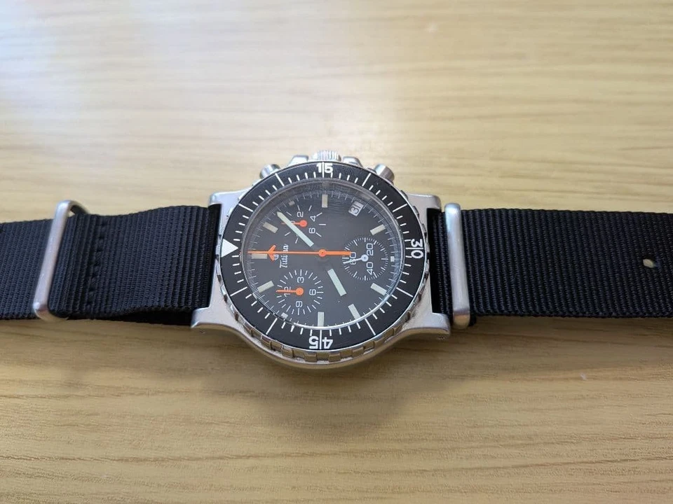 TUTIMA Field Cronógrafo Cuarzo Esfera Negra 38mm De JAPÓN Foto 4 de 4