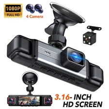 4CH Dash Cam 4 Channel 360° Front Rear Inside DashCam HD 1080P IR Car Camera DVR