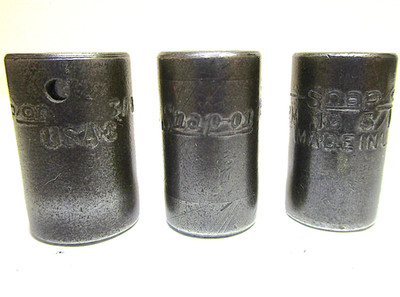 Snap-on USA 1/4'' Drive 3/8'' PM12 & (2) 5/16'' PM10 6pt Shallow Sockets Vintage