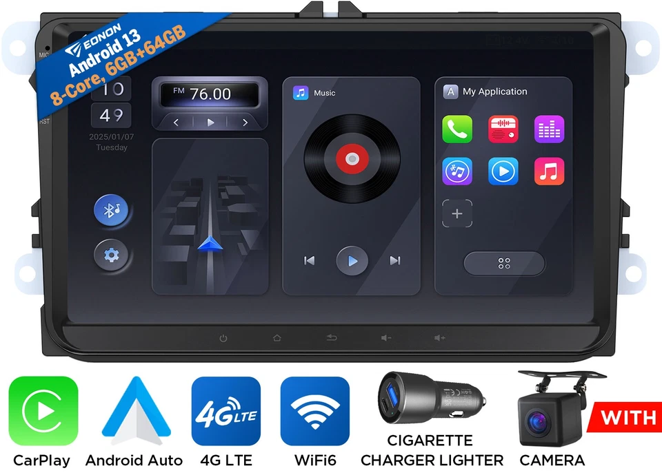 Autoradio 9" Android 13 6GB RAM CarPlay GPS Navi Für VW GOLF 5 6 Touran Polo EOS
