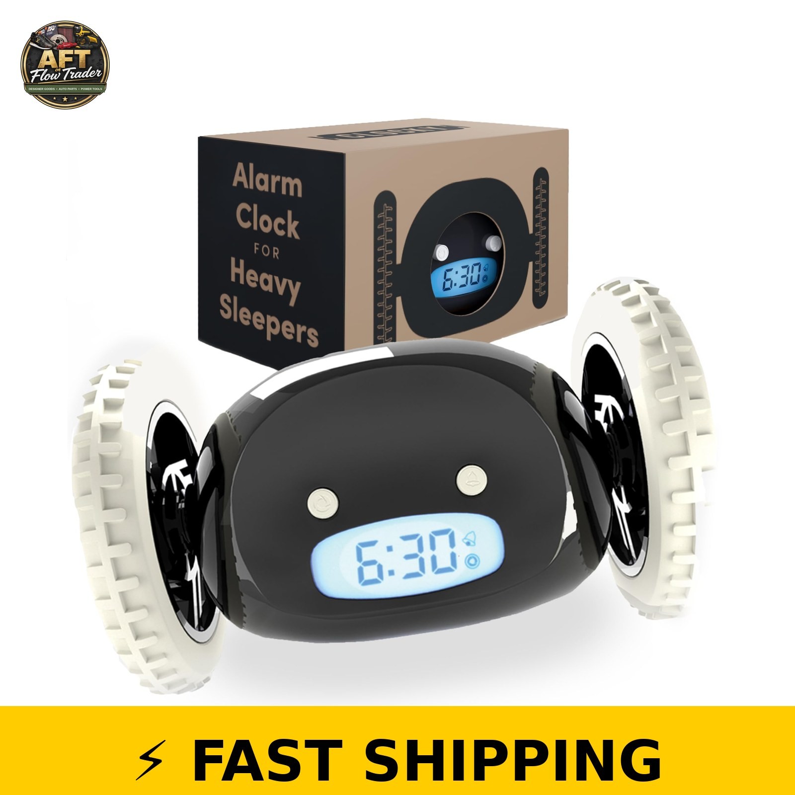 CLOCKY Alarm Clock on Wheels Loud for Heavy Sleepers Black photo