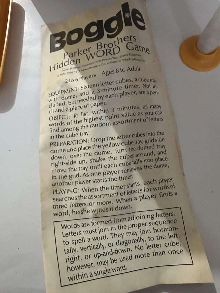 Vintage 1976 Boggle Word Game – Complete Parker Bros Set w/ Timer & Box - Image 4 of 4