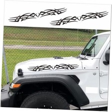 Fashion Racing Stripes car Stickers Creative Flame Totem Decorative Hood Black