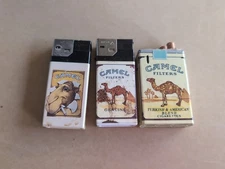 3 Vintage Camel Cigarette Pack Lighter Joe Camel 90s Smoking NEEDS FLUID WORKING