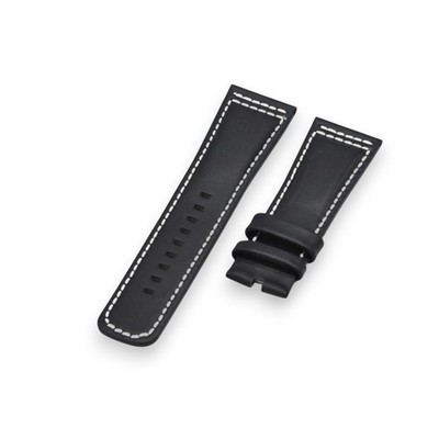 28mm Black Leather White Stitched Strap For SevenFriday M-P-PS-T-Q-S-V Series