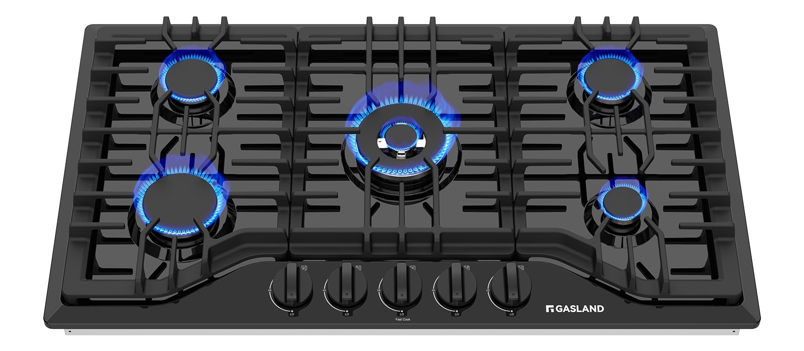 36" Built-in Gas Cooktop 5 Burners Propane NG Convertible Griddle Black Enamel