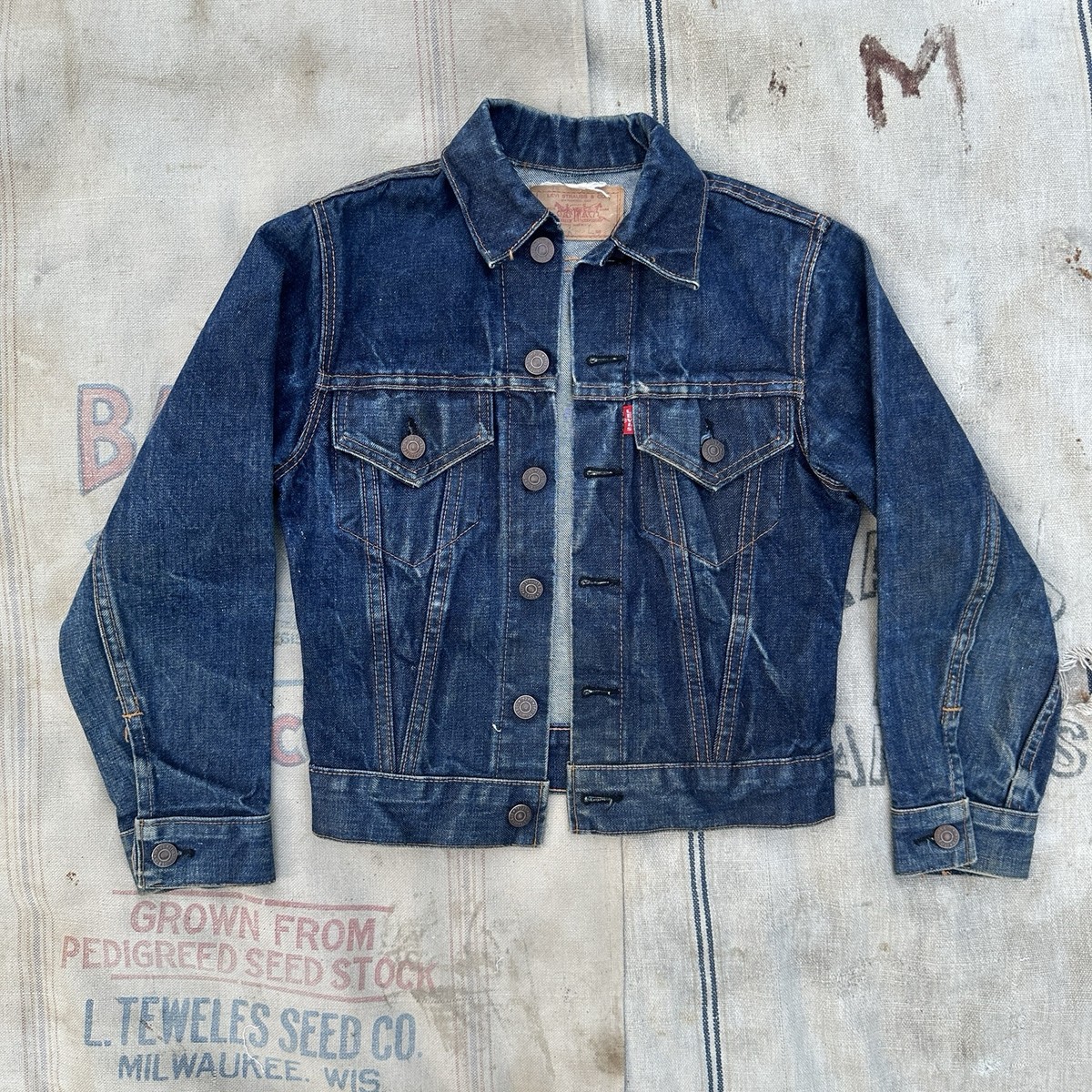 Vintage 1960s Levis Big E Type III Denim Jacket Youth 12 Womens