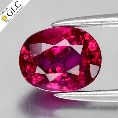   GLC CERTIFIED 1.03ct Oval Natural Purplish Red Ruby - Unheated Mosambique Gem