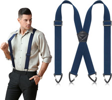 Suspenders for Men Heavy Duty, X Back Hidden Suspender 1.5" under Clothing
