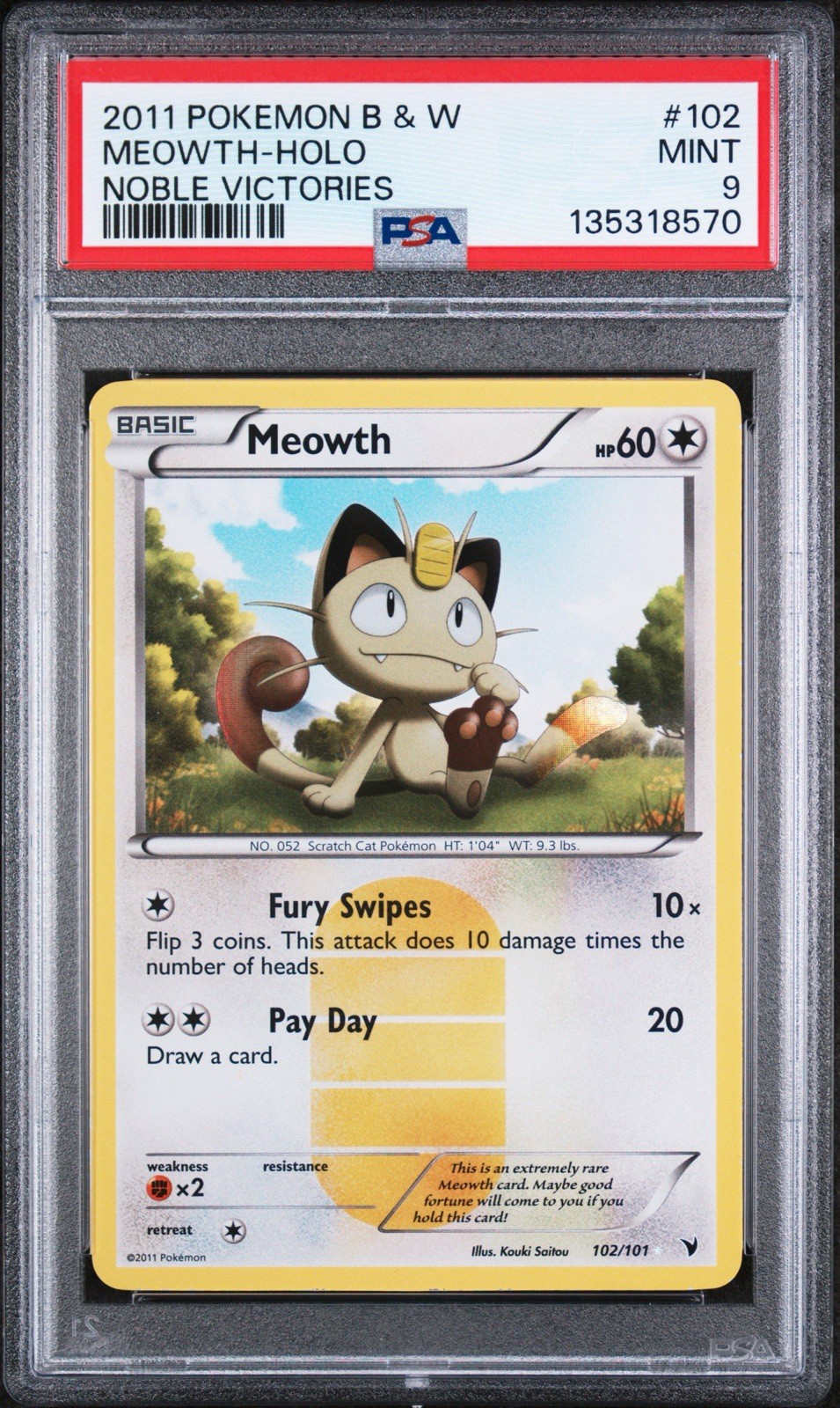 Meowth 102/101 Noble Victories Holo PSA 9