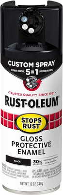 Rust-Oleum 376884 Stops Rust Custom Spray 5-In-1 Spray Paint, 12 Oz, Gloss Black