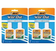 BIC Wite Out Extra Coverage Correction Fluid White 20mL Bottles 2Pack 4 Count