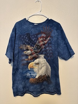 Eagle Flag Collage Classic Cotton T-Shirt Size XL Blue Patriotic
