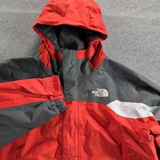The North Face Boy&rsquo;s Gray And Red Hooded Hyvent Ski Shell Jacket Size Large