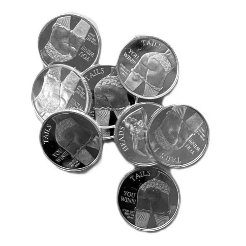 Lot of 10 - 1/10 oz .999 Fine Silver Round - Adult Novelty - Heads and Tails