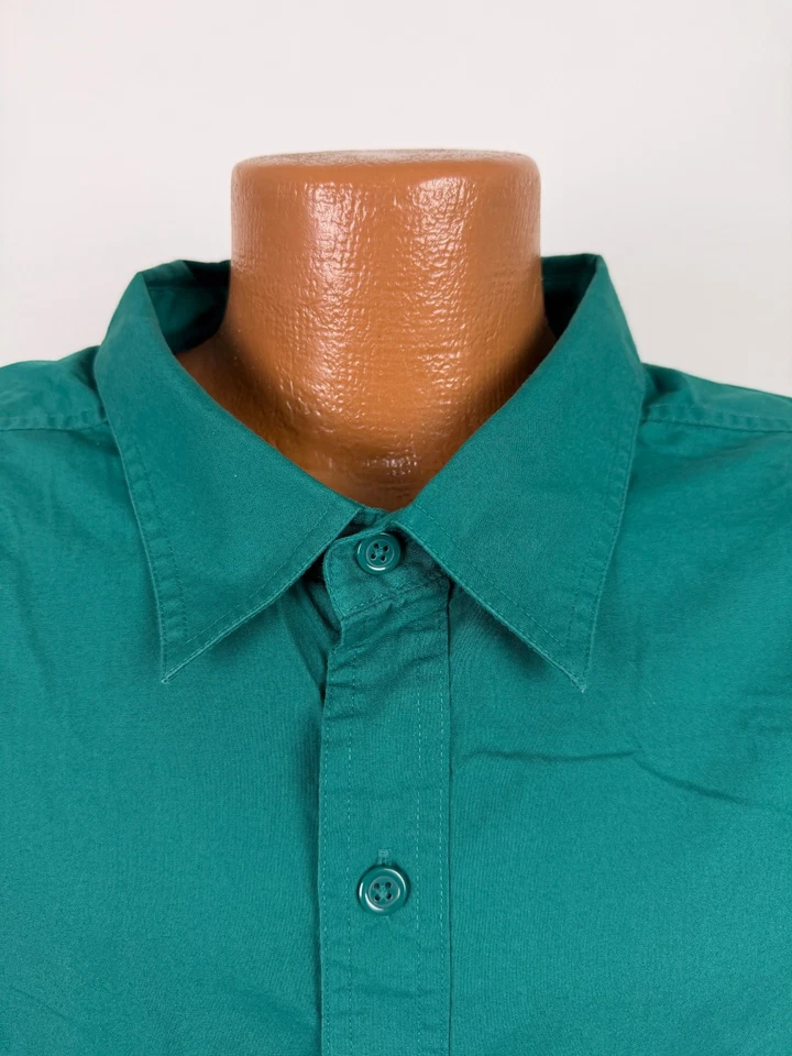 Harbor Bay Shirt Men 3XL TALL Minimal Button Up Short Sleeve Casual Solid Green - Image 4 of 4