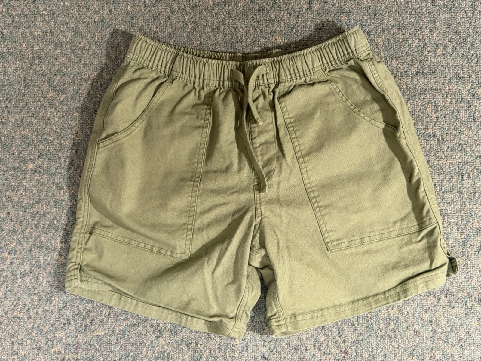 Katin Trails Canvas Shorts Men's Medium Olive Green Drawstring 6" Outdoor Hiking