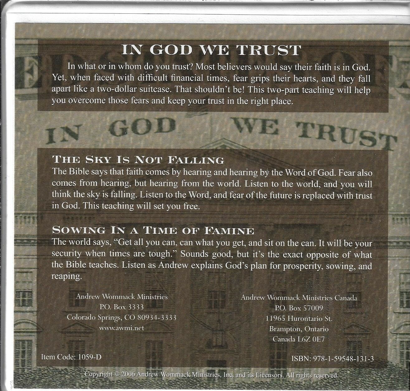 In God We Trust by Andrew Wommack (2006, DVD, 2-Discs) 9781595481313 | eBay
