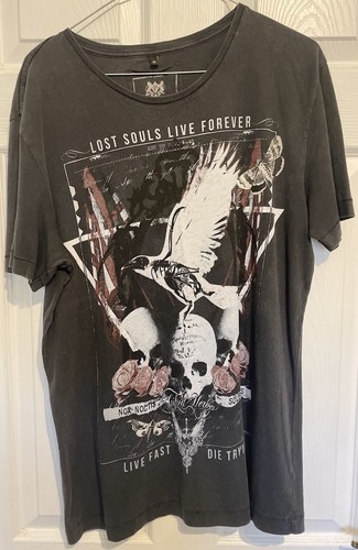 Gifted Heroes Men's Dark Grey ‘Lost Souls Live Forever’ T-shirt Size UK Medium