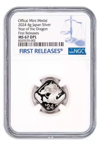 2024 Japan Lunar Dragon 4g Silver Medal (Cherry Blossom Set) Graded NGC MS67 DPL