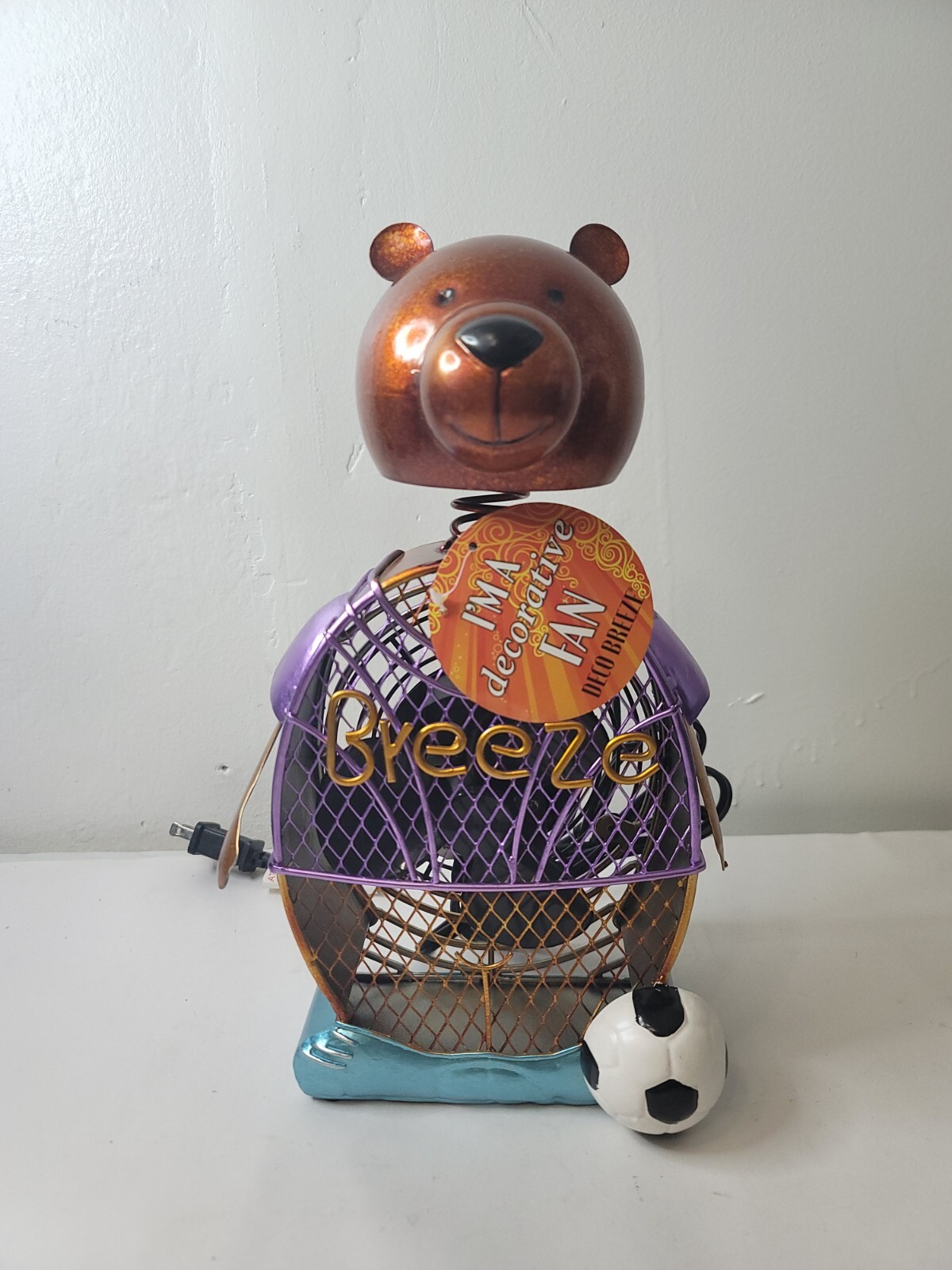 Mini Bobblehead Bear Fan with Soccer Ball - Decorative Breeze-image