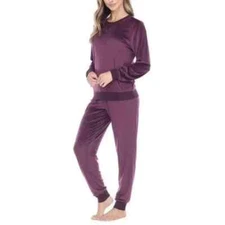 NEW Womens Honeydew Velour Super Soft Fleece 2 Piece Lounge Set, MEDIUM, Purple