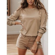 Lace Detail Round Neck Long Sleeve T-Shirt
