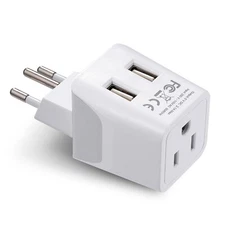 Ceptics USA to Switzerland Travel Adapter Plug - Type J - Dual USB (CTU-11A)