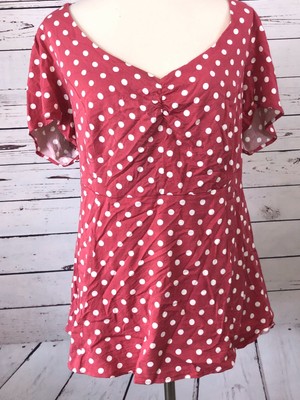red and white polka dot shirt plus size