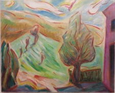 Paul Louis Bolot (1918-2003) French Modernist ORIGINAL LANDSCAPE oil painting